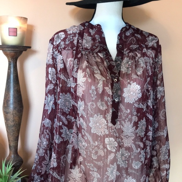 Lucky brand sheer patterned top - Picture 2 of 6